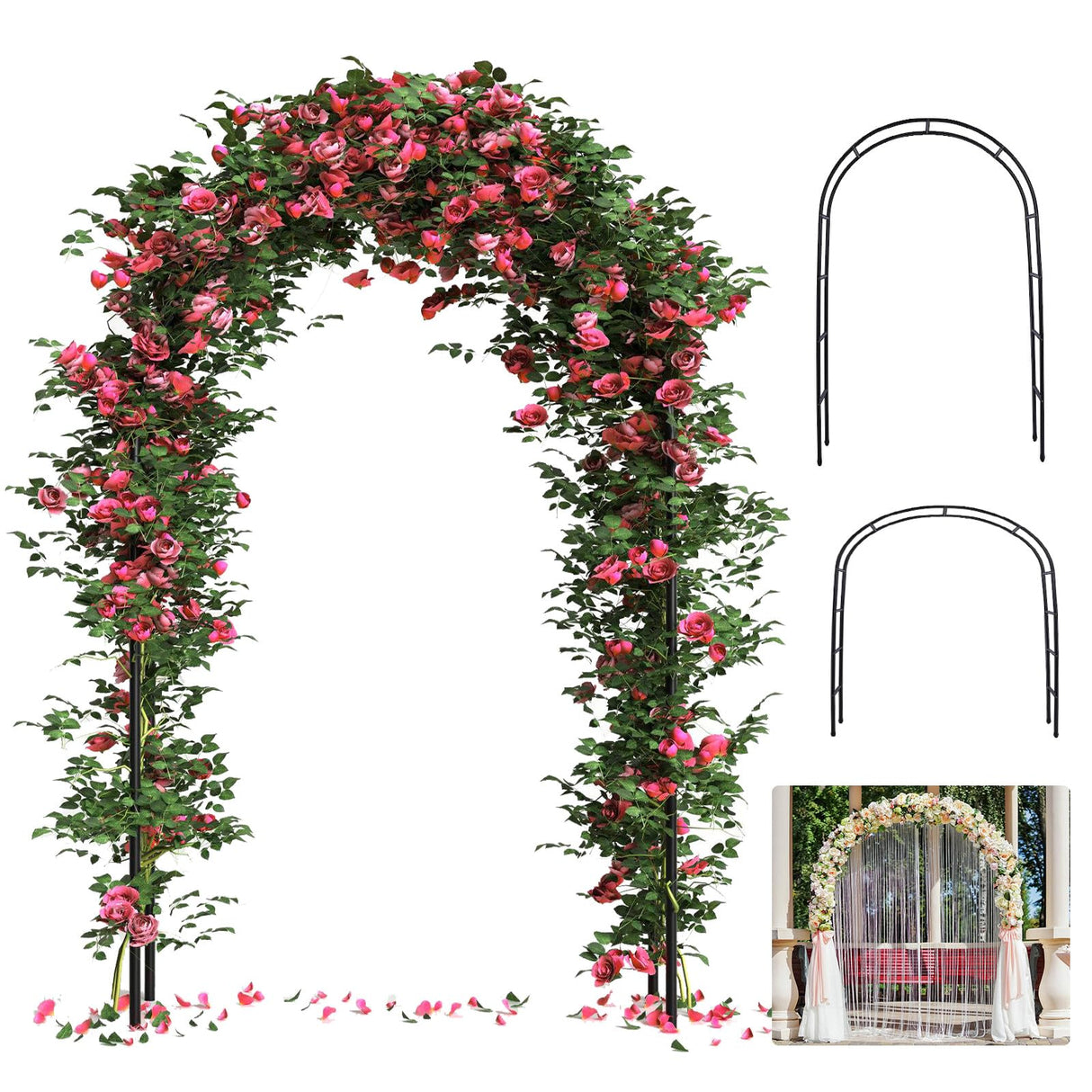 Thickened Tube Garden Arch Arbor Metal Trellis for Climbing Plants Outdoor