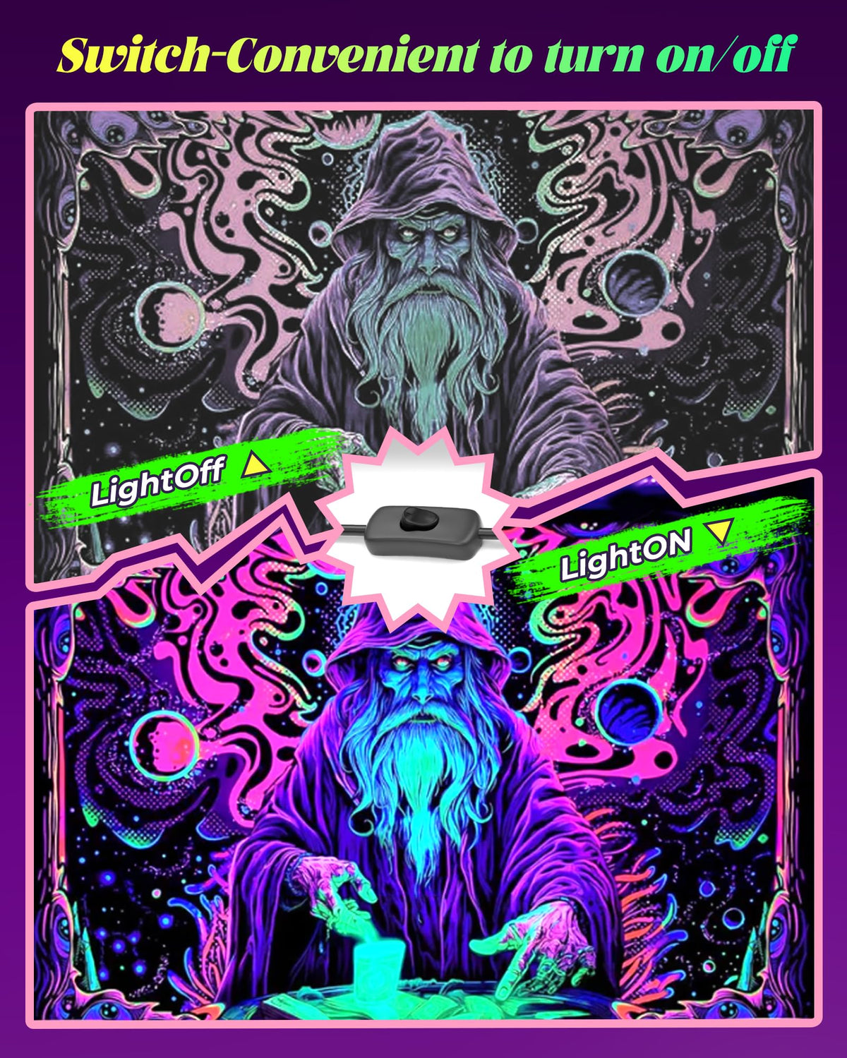 2 Pack 50W LED Black Light, Waterproof Blacklight for Glow Party, Halloween
