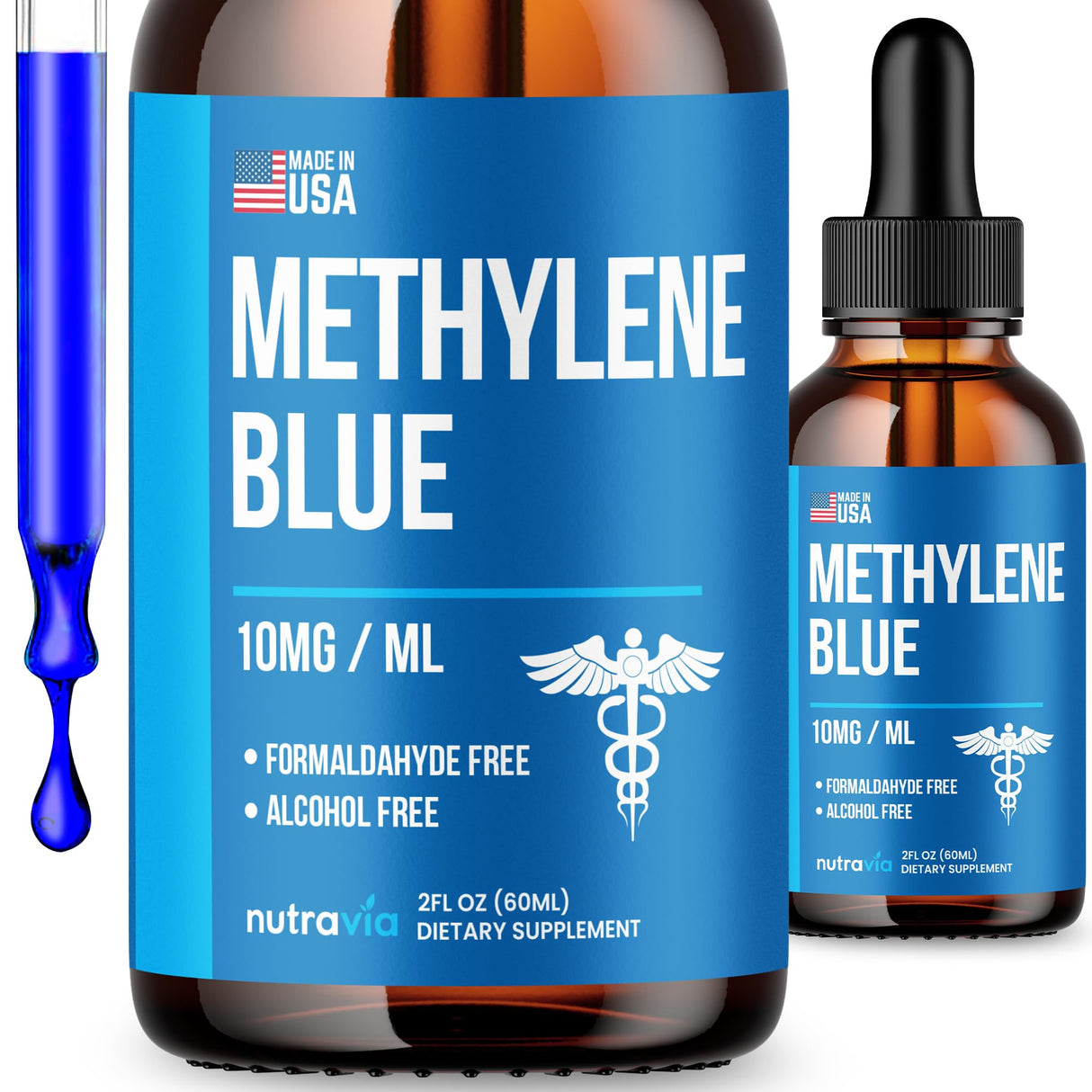 Methylene Blue 99.99% - Official Formula - Methylene Blue Liquid Drops Advanced Strength Formula, Increased Absorption, Methylene Blue Supplement Liquid Powder Compare to Pharmaceutical Grade (2oz)