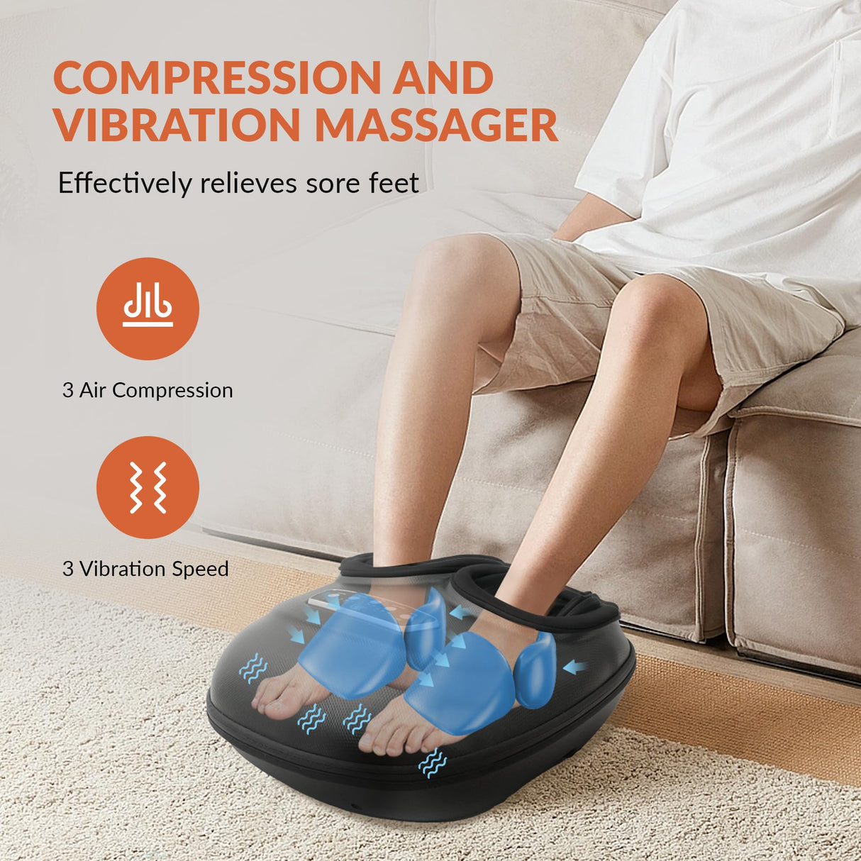 CILI Shiatsu Foot Massager Machine, Electric Heated Feet Massager for Plantar Fasciitis, Kneading Vibration Compression, Detachable Sleeve, Up to Men Size 13, Gifts for Dad Men