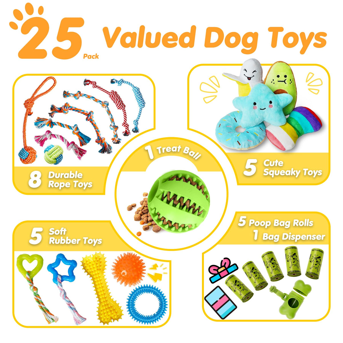 Zeaxuie 25 Pack Luxury Dog Chew Toys, Puppy Toys for Teething Small Dogs