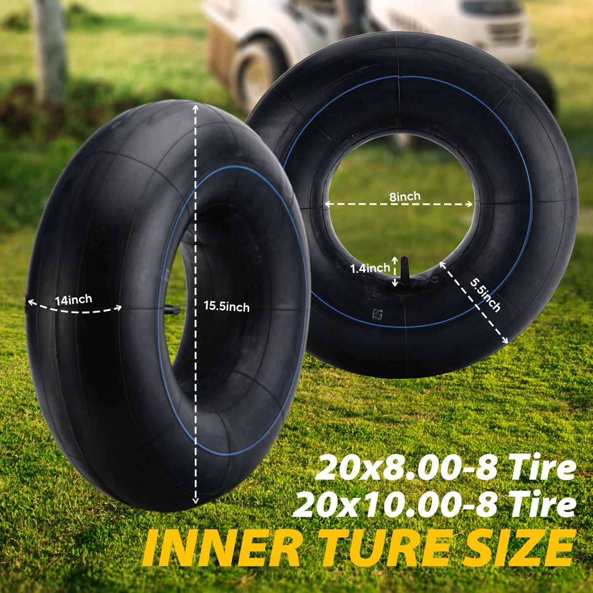 20x8.00-8" to 20x10.00-8" Tire Inner Tubes with TR13 Straight Valve Stem