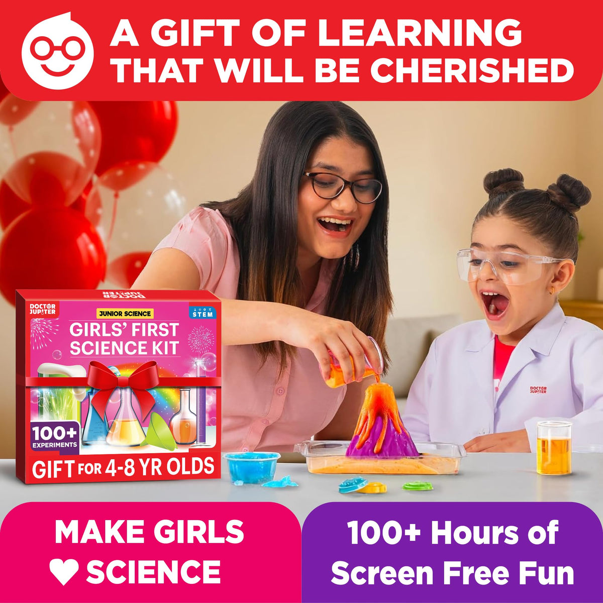 Doctor Jupiter Girls' First Science Experiments Kit for Kids Ages 4+