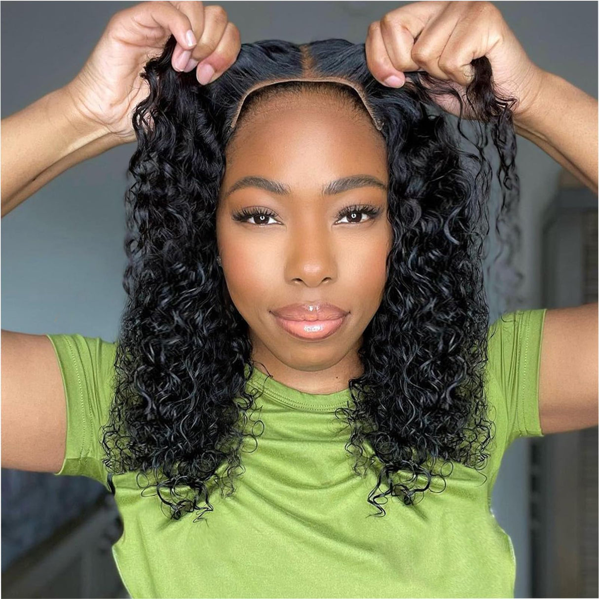 Ailwelia Deep Wave Bob Wig Human Hair 200% Density 5x5 Hd Lace Closure Wigs Human Hair Bob Wigs For Black Women Wear And Go Glueless Curly Bob Wig Deep Wave Wig 14 Inch