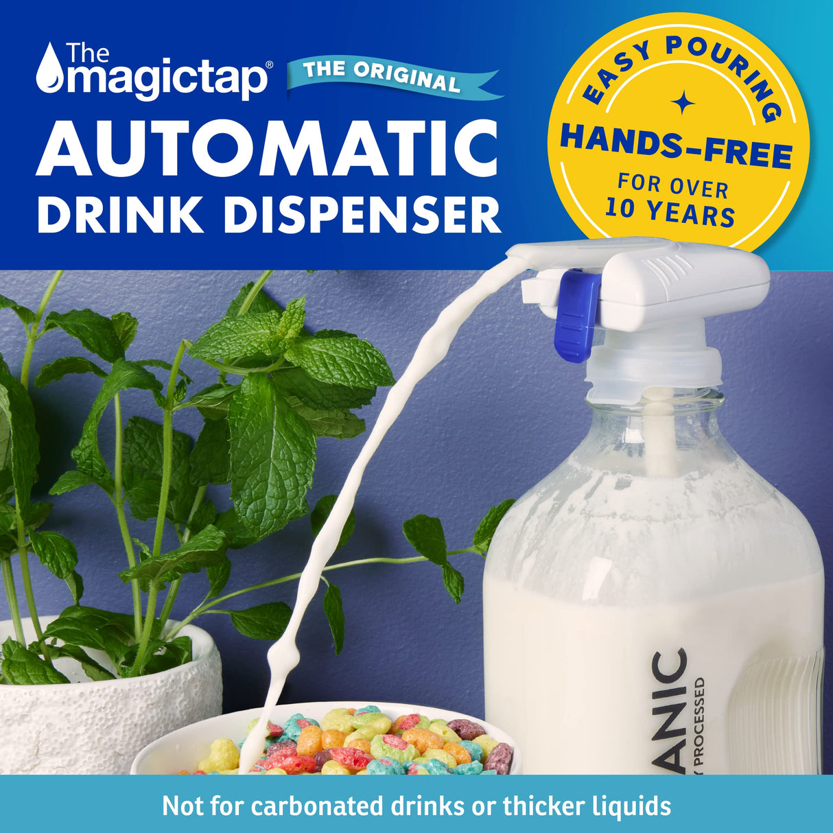 The Magic Tap Automatic Drink Dispenser - Hands-Free Beverage Dispenser for Fridge - Perfect for Milk, Juice - Gifts for Women & Men - 3 Pack, White