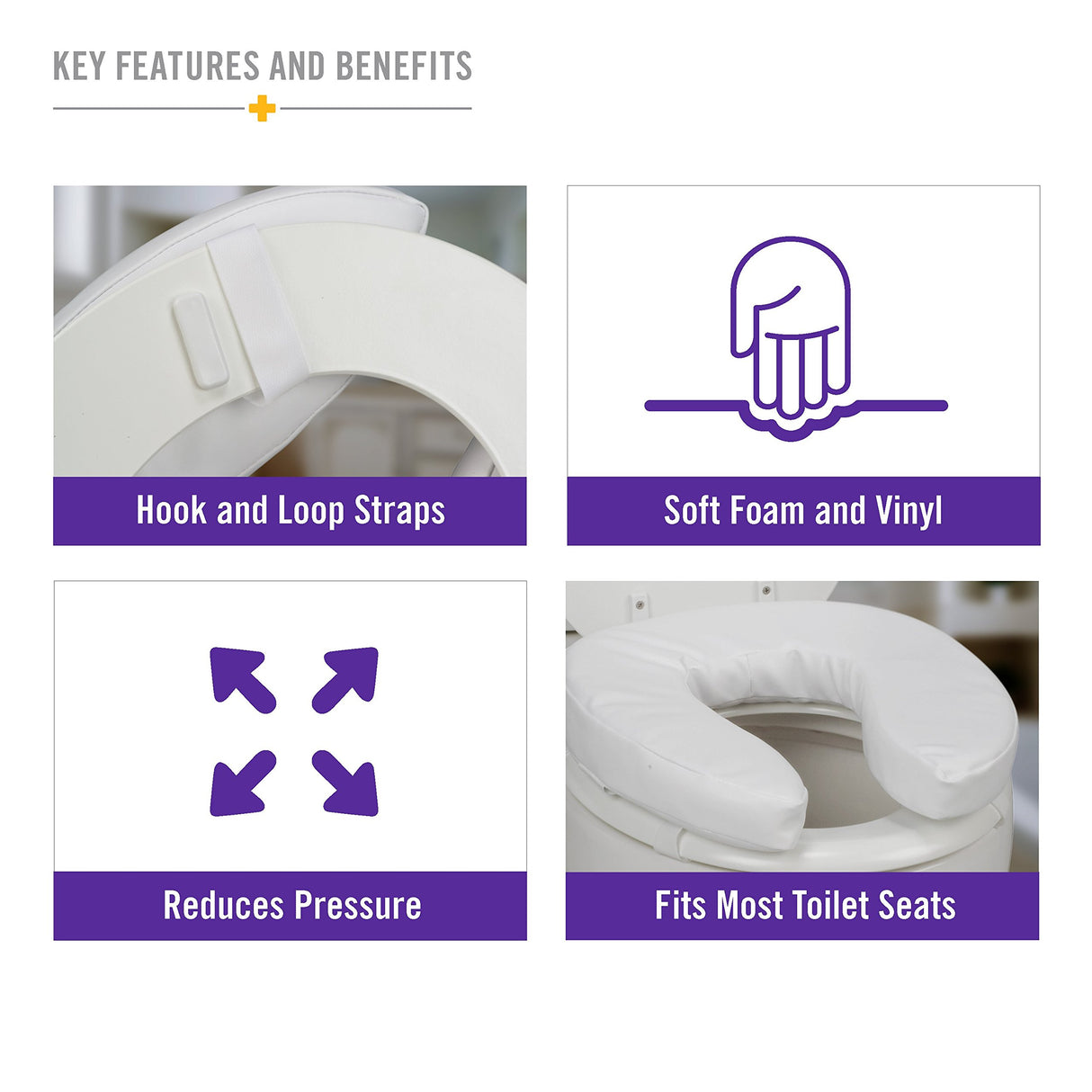 Briggs Healthcare Vinyl Cushion Toilet Seat, 4"