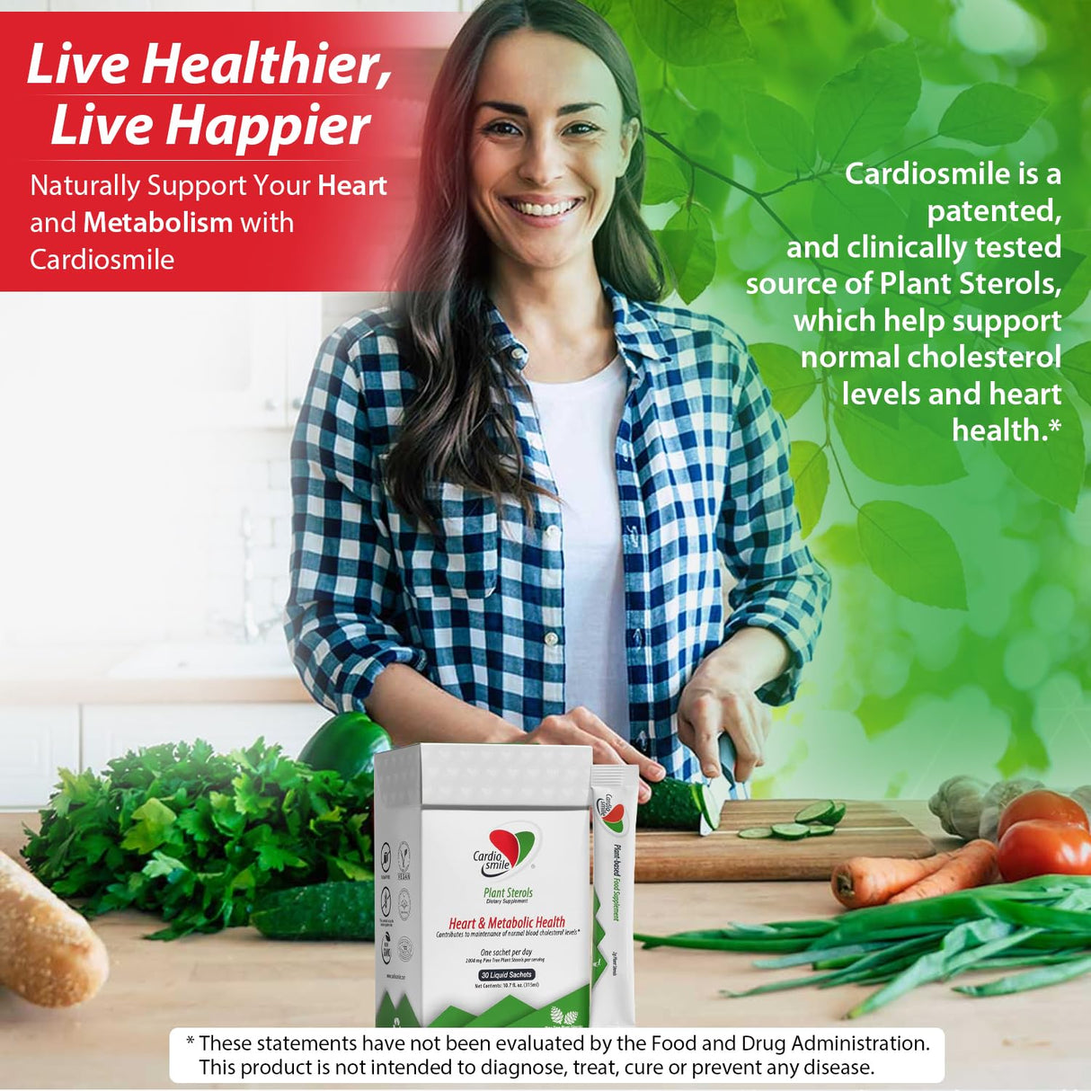 Cardiosmile 2000mg Plant Sterols Supports Healthy Cholesterol Levels with 1400mg beta-Sitosterol for Heart & Metabolic Health Support, 30 Day Supply in Single Use Liquid Packets