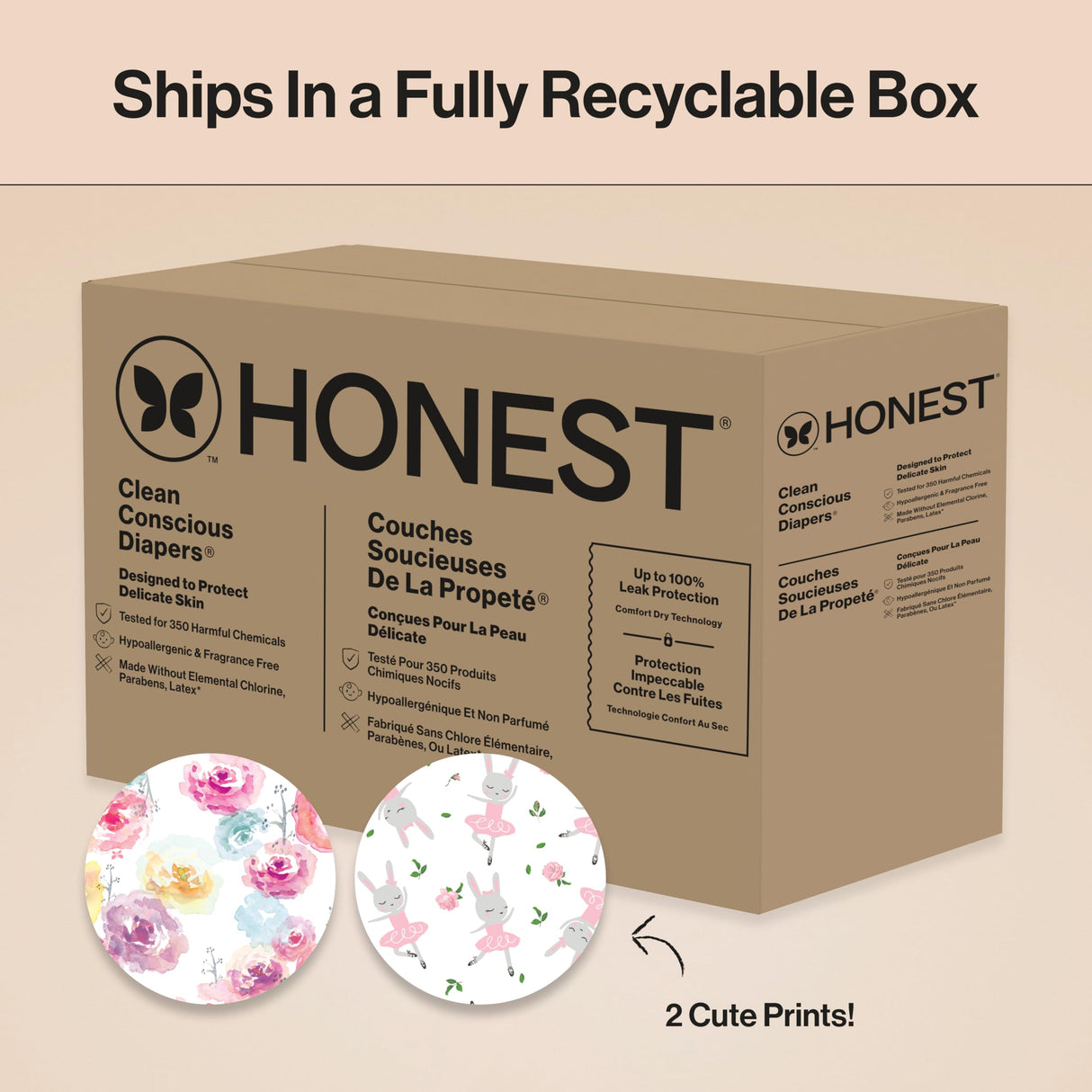 The Honest Company Clean Conscious Diapers for Sensitive Skin | Hypoallergenic, Fragrance Free | Gender Neutral Prints | Super Club Box, Size 3 (16-28 lbs), 120 Count (Prints May Temporarily Vary)