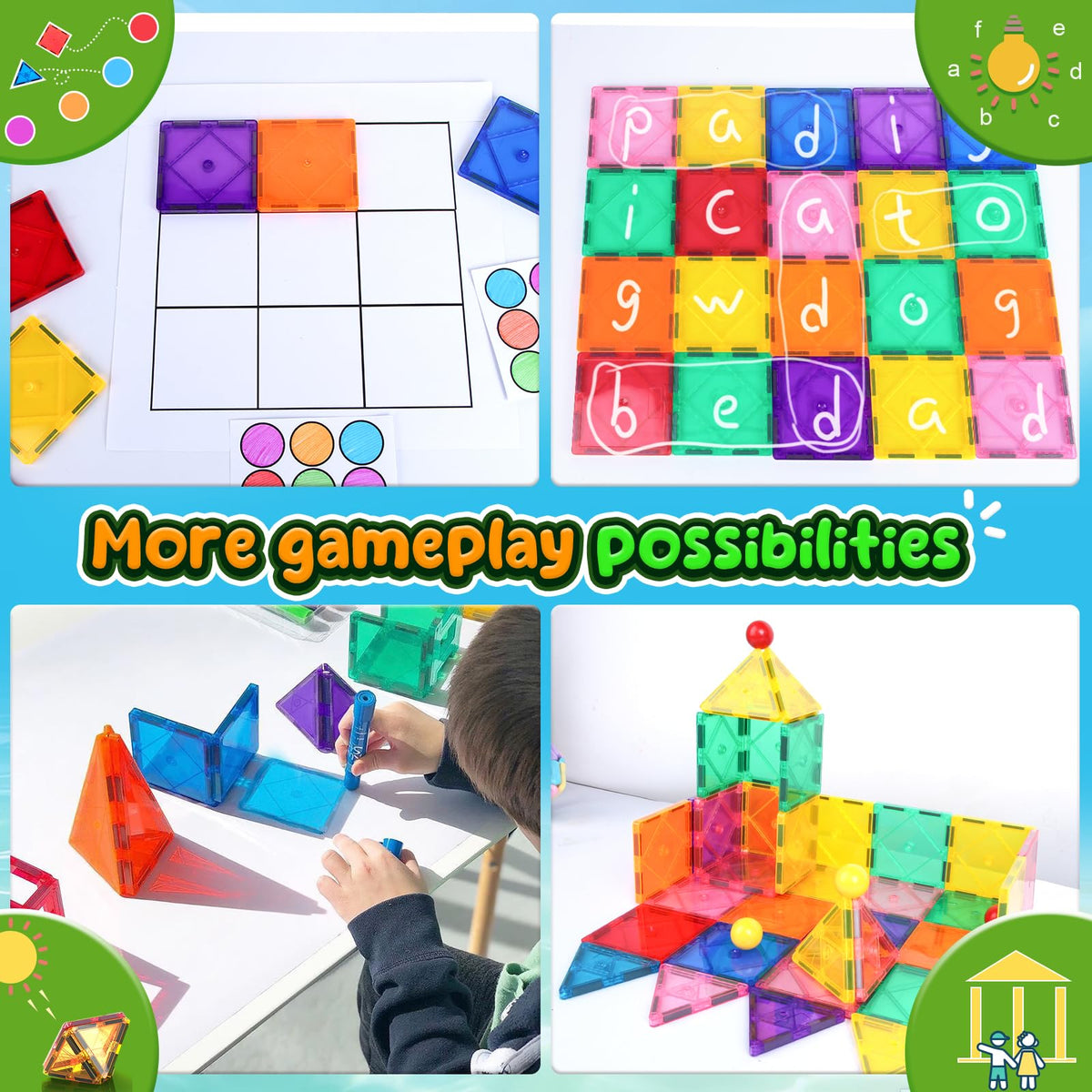 Soyee Magnetic Tiles Toddler Toys Games Sensory Toys for Toddlers 3-4 Magnetic Blocks for Kids Age 3-5 4-8 Outdoor Toddler Activities Preschool Building Learning Toys