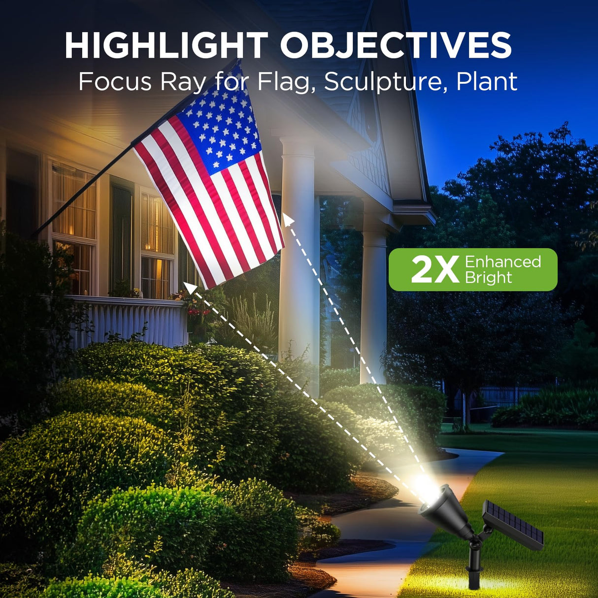 InnoGear Solar Spot Lights, Outdoor Solar Lights Solar Spotlights Flag Pole Light Waterproof Landscape Lighting Outside for Flag Uplighting Backyard Patio Pathway Statue Palm Tree Sign, Warm White