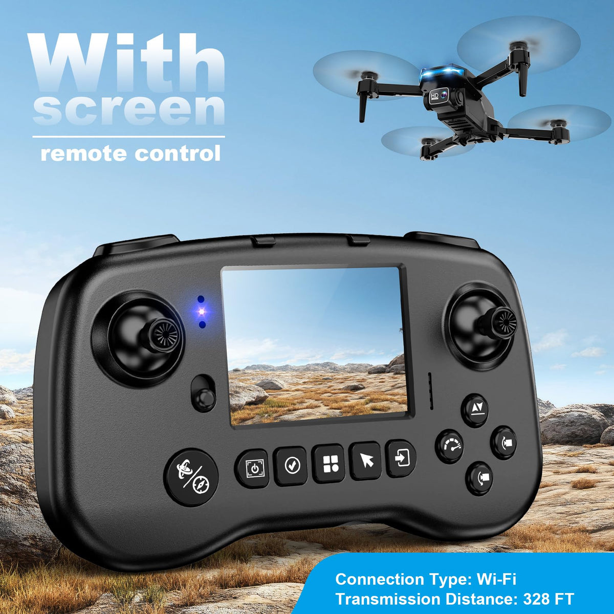 Drone with Camera, Screen on Controller Remote Control Quadcopter FPV Drone