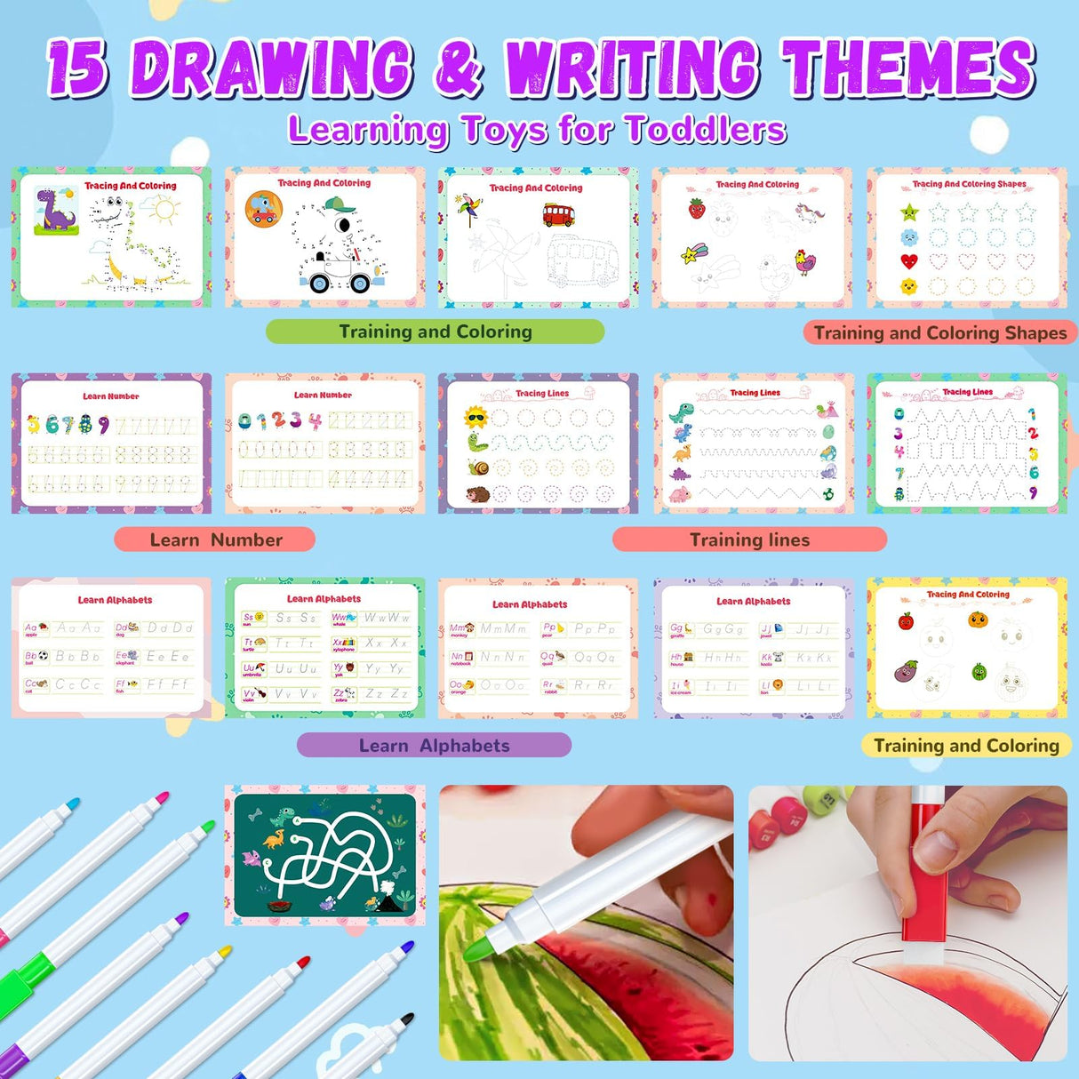 Busy Book for Toddlers 3+, Preschool Learning Activities with 30 Themes Prek Preschool Workbooks, Montessori Educational Learning Toys Activity Books for Christmas Birthdays Gifts Boys Girls