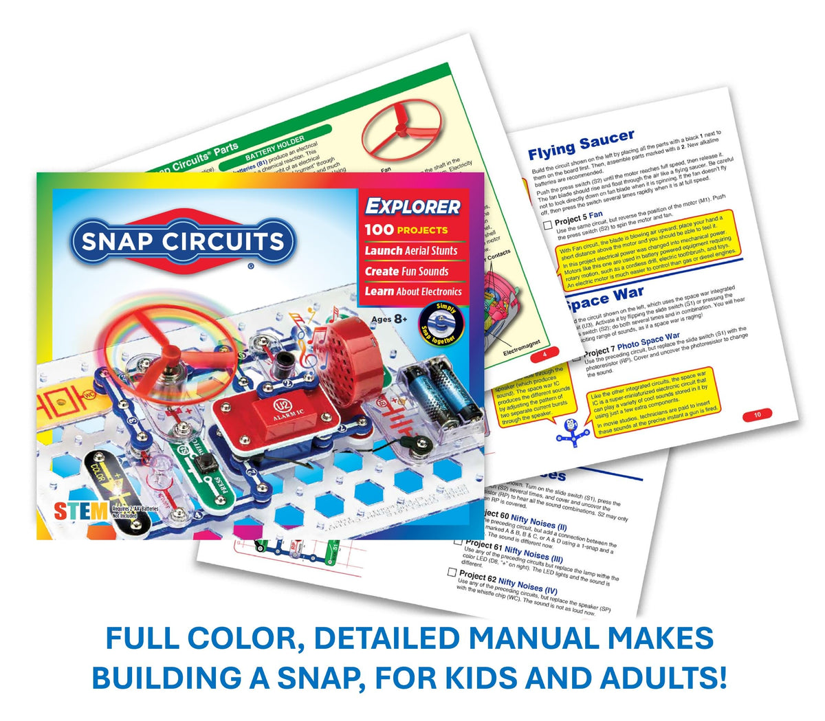 SNAP CIRCUITS Jr. SC-100 STEM Electronics Kit, 100+ Projects, Ages 8+
