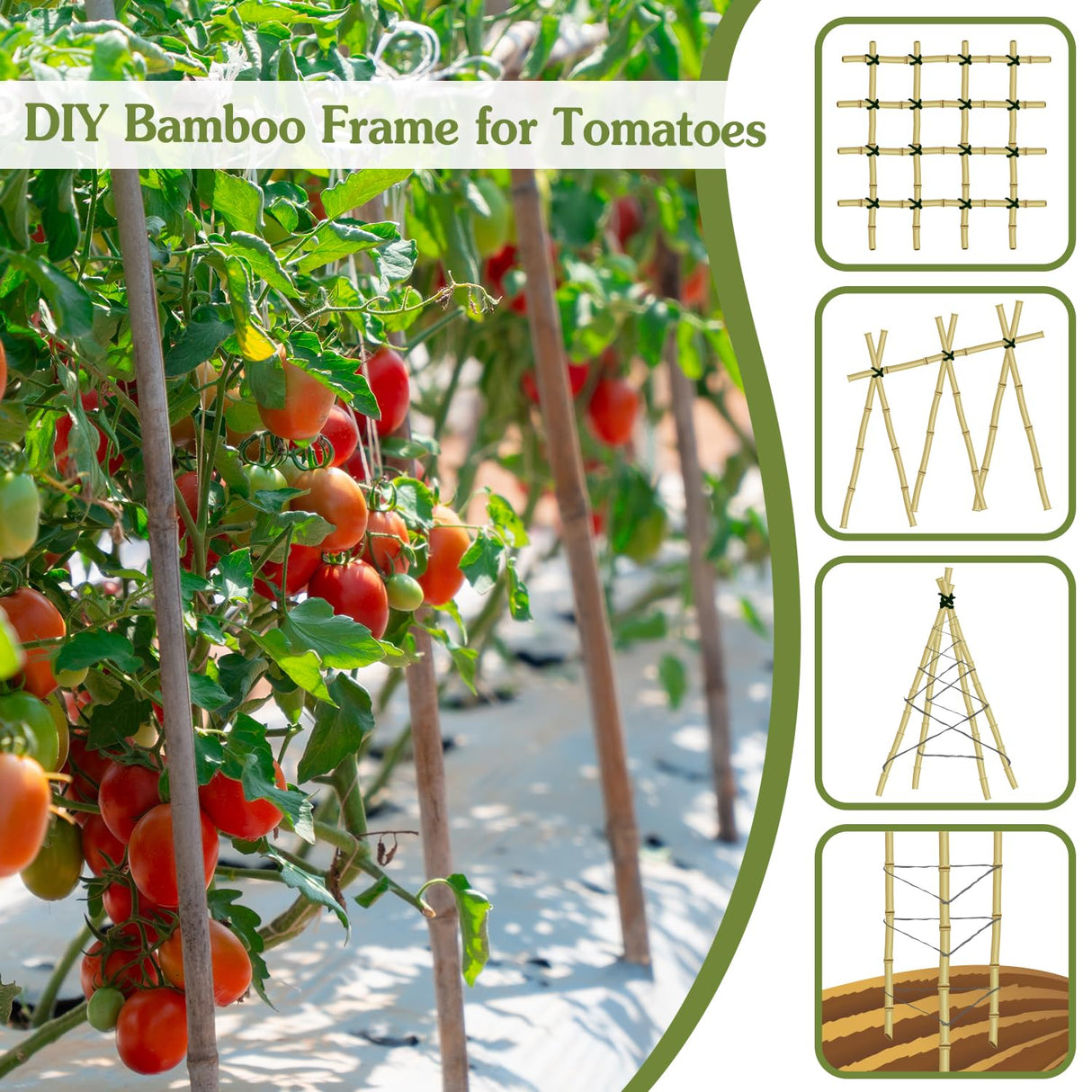 Plant Stakes 3FT, Natural Bamboo Stakes, 25Pcs Sturdy Bamboo Garden Stakes