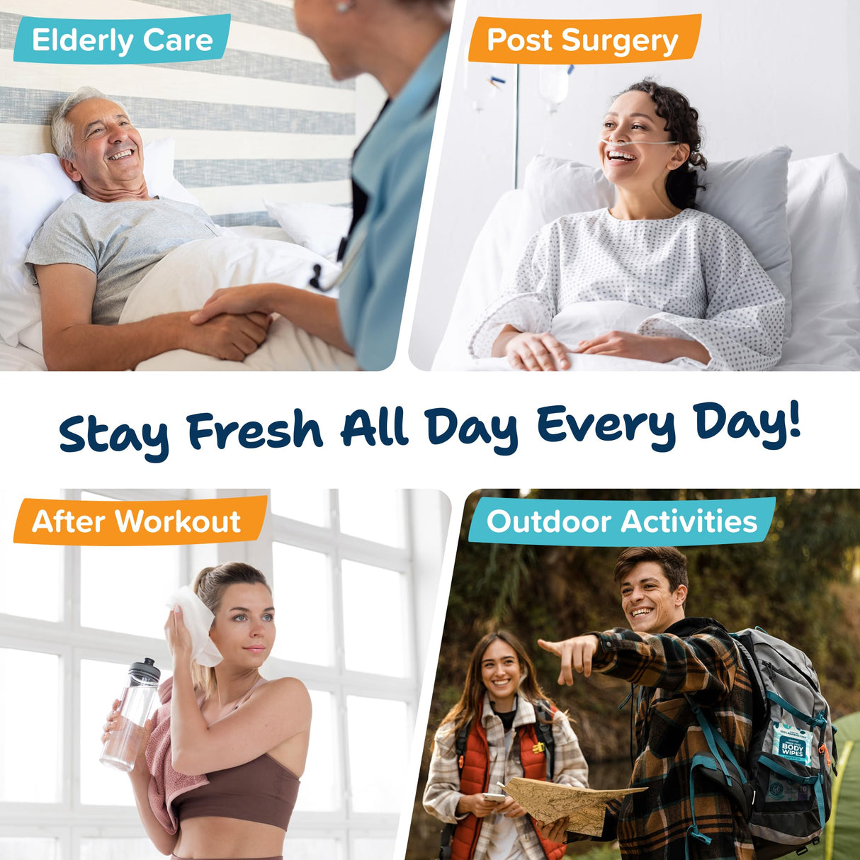 Body Wipes For Adults Bathing No Rinse XL - Ultra Thick Travel Wipes For Personal Cleansing & Hygiene Essentials, Elderly Care, Travel, Incontinence Disposable Washcloths - Shower Wipes For Women Men