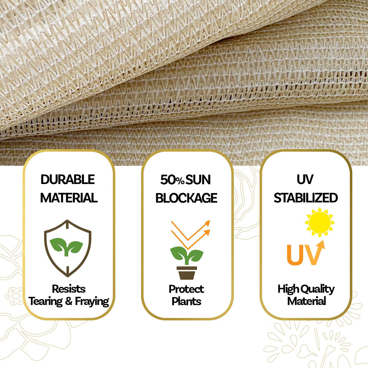 Alion Home HDPE 50% Sun Block Garden Netting Mesh - Beige (6' x 4', Beige)
