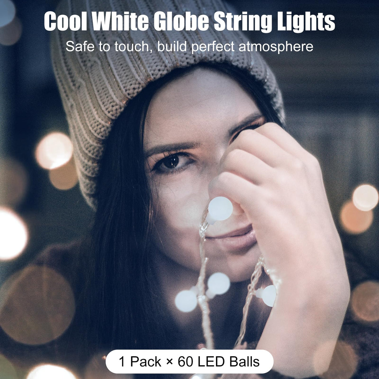 2 Pack Globe String Lights Battery Operated - 21 Feet 60 Led Fairy Lights, 8 Modes with Remote Mini Globe Lights for Indoor Outdoor Bedroom Party Wedding Garden Christmas Tree Decor, Pure White