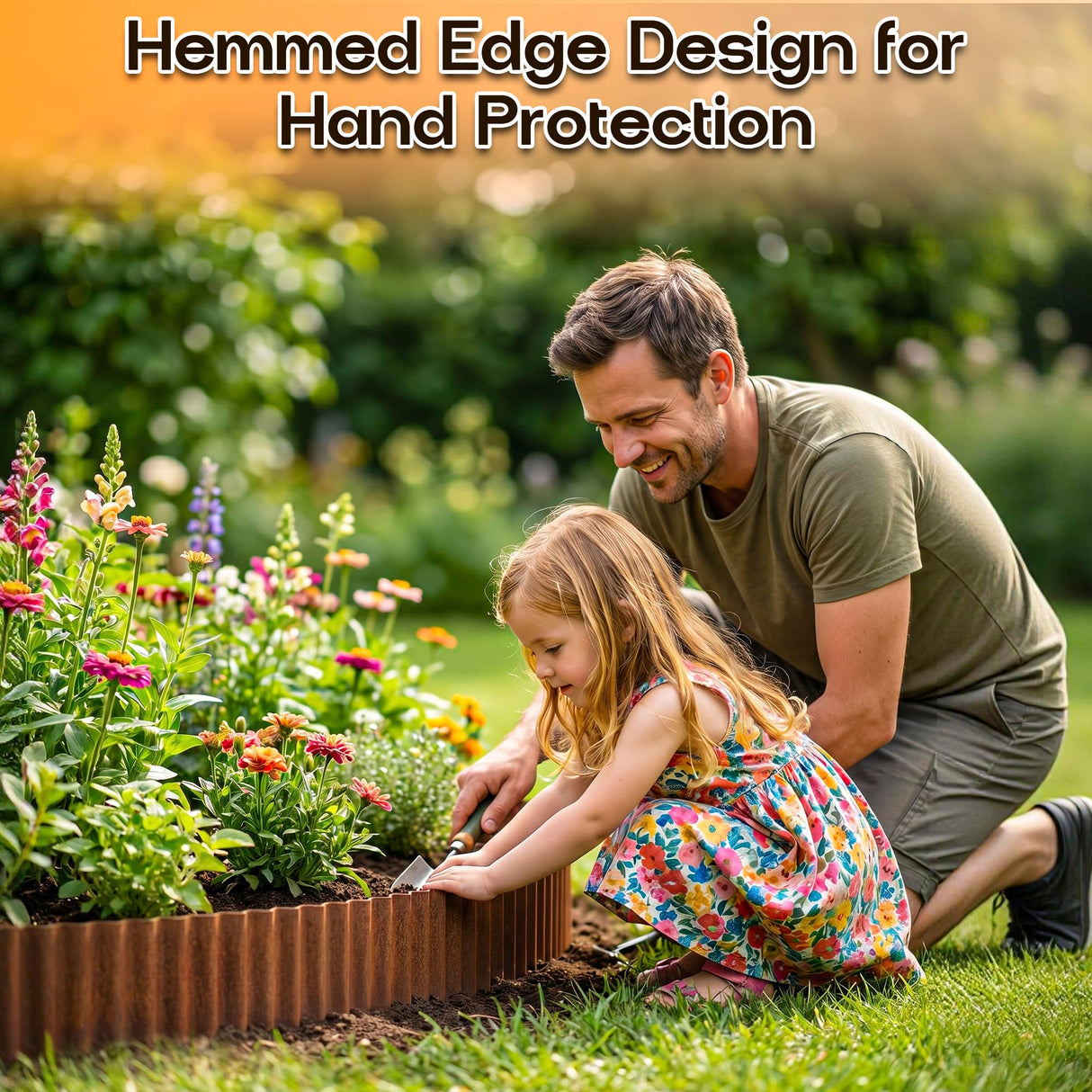 MTART Metal Garden Edging for Landscaping, Sturdy Corrugated Edging Border for DIY Flower Bed, Lawn and Landscape Edging (Rusty, 12"×20Ft)