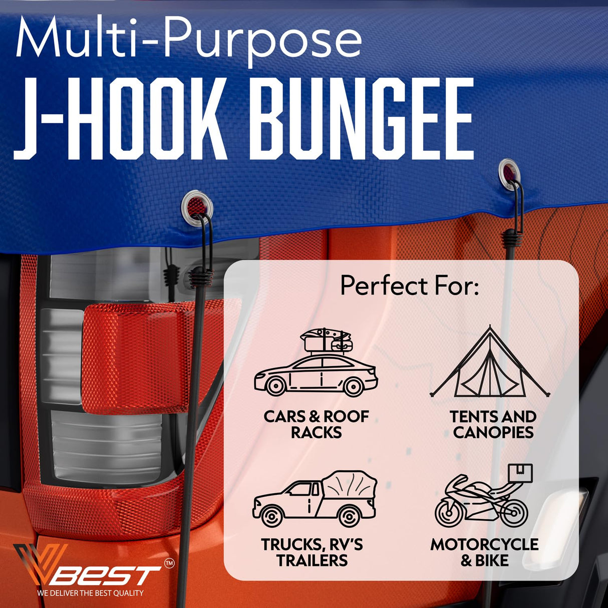 VBEST Heavy Duty Bungee Cords with Hooks - 10 Piece 18 Inch Bungie Cords Set