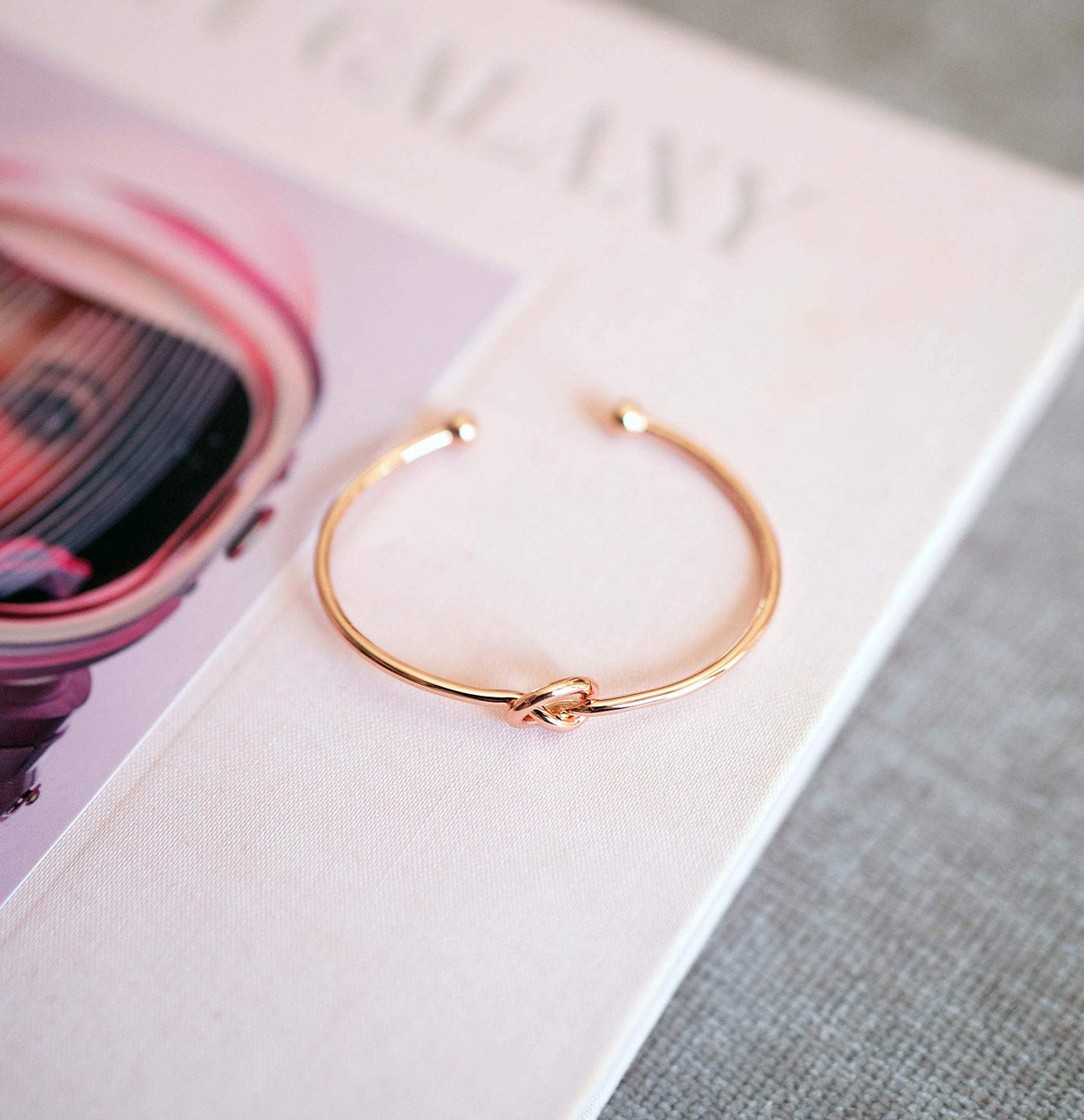 PAVOI 14K Gold Plated Forever Love Knot Infinity Bangle Bracelets for Women | Adjustable Rose Gold Bracelet