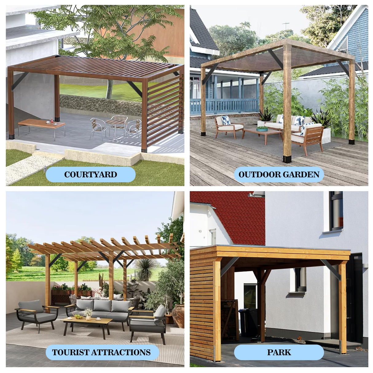 8 Pcs 45 Degree Angle Support Brackets for Pergola