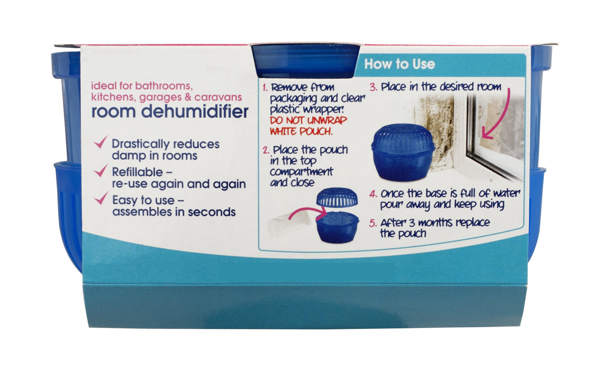 EcoZone Room Damp, Mould & Moisture Trap, Portable Dehumidifier Device, Re-Usable & Re-Fillable, 3 months Protection for Bedrooms, Bathrooms, Garages, Kitchens & Caravans, Vegan Friendly (Single)