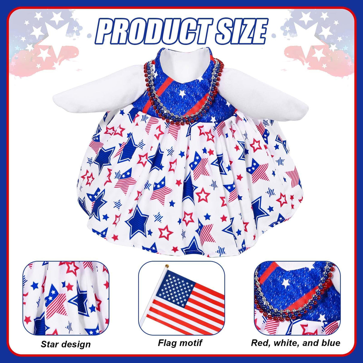 Patriotic Porch Goose Outfits 4th of July Goose Outfit Independence Day Lawn Porch Goose Clothes Fits 23" Cement Plastic Goose Statue for USA 250th Anniversary Outdoor Garden Yard Patio Decoration