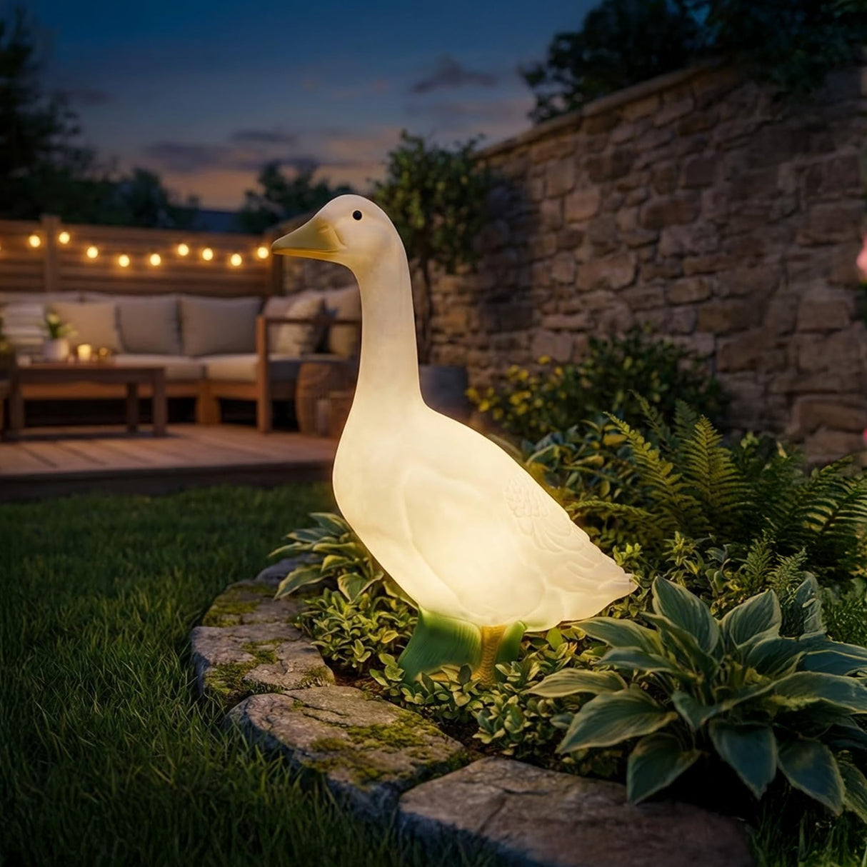 Union Products Light Up Wild Goose Lawn and Garden Statue, 23 Inch Tall, White - Illuminated Animal Outdoor Art for Yard, Patio, or Porch Decor, Seasonal Outfit Compatible