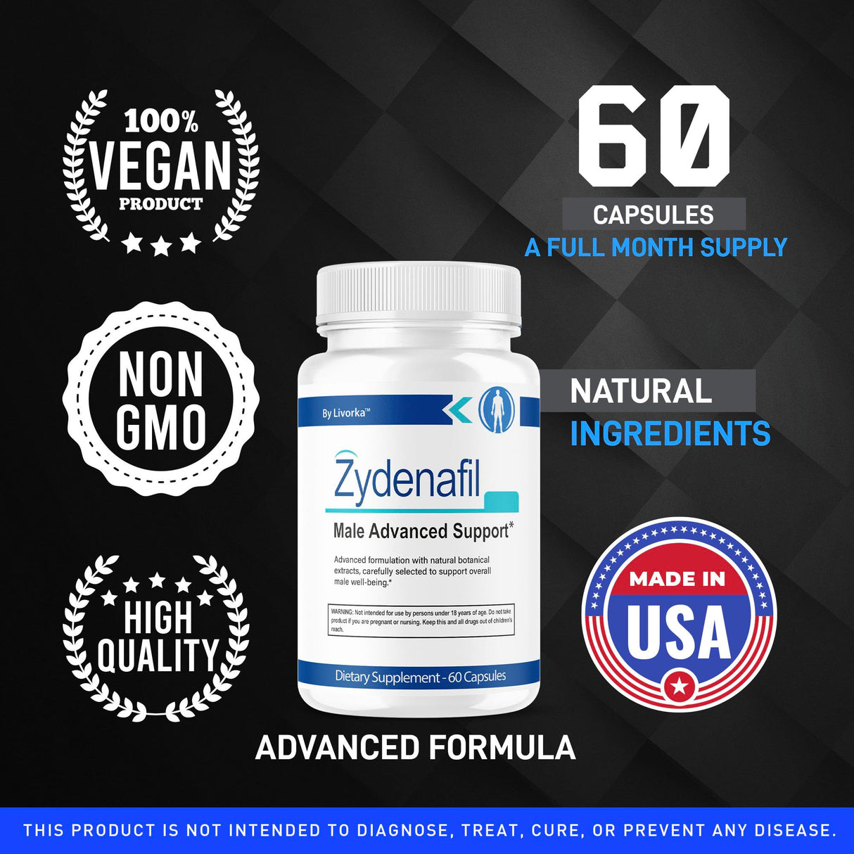 Zydenafil, Zydenafil Pills for Men, Zydenafil Pills for Men Advanced Formula, Zydenafil Pills, Zydenafil Supplement Support - All Natural Pills, Zydenafil Advanced Formula, 60 Capsules for 1 Month