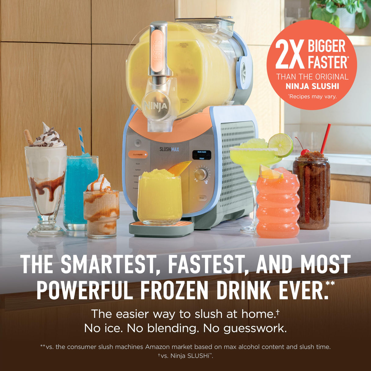 Ninja SLUSHi Max XXL Smart Frozen Drink Maker | Top Performance & Smart Technology, Party-Size 150oz Capacity, No Ice Needed, 6 Programs, Ideal Temp & Texture up to 12 hours | Blue FS605SG