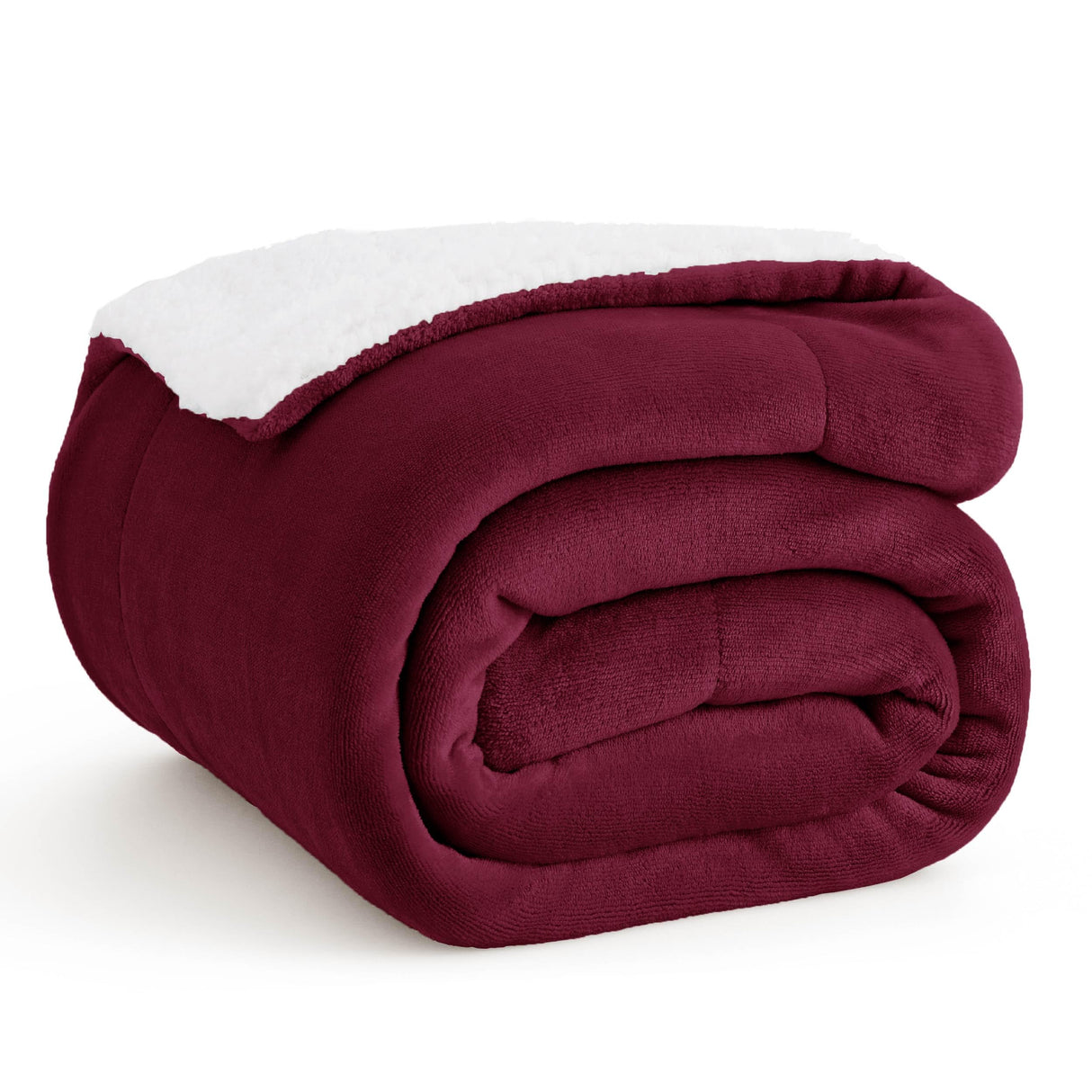 Bedsure GentleSoft Sherpa Fleece Throw Blanket Twin Size for Couch - Thick and Warm, Soft Fuzzy Plush Twin Christmas Blanket for Winter, Burgundy, 60x80 Inches