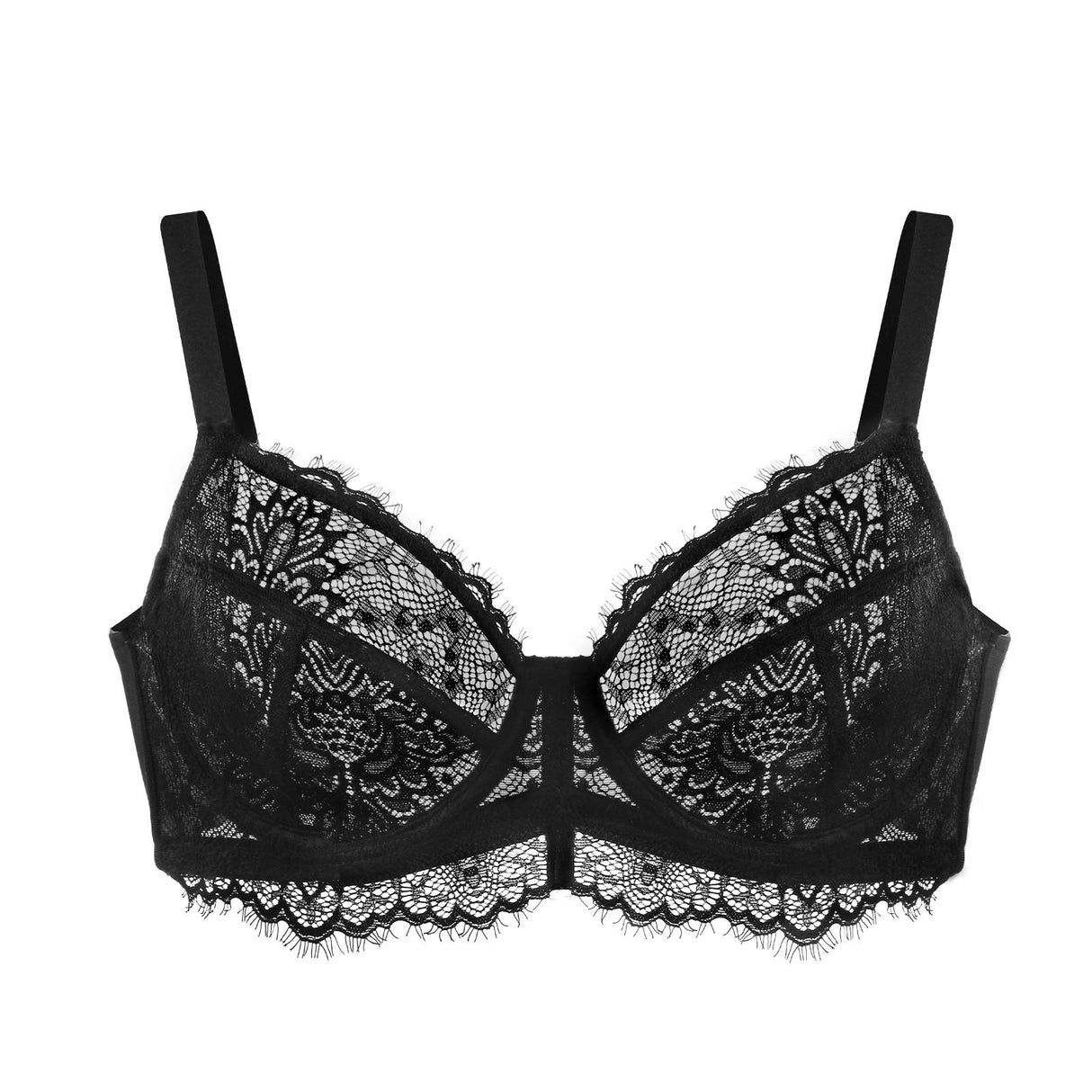 HSIA Minimizer Bra for Women - Plus Size Bra with Underwire Woman's Full Coverage Lace Bra Unlined Non Padded Bra Black