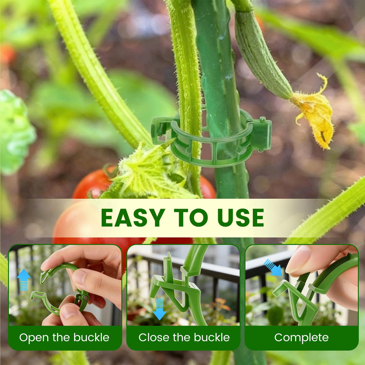 Plant Support Clips, 2026 New Garden Secured Plastic Plant Clips for Climbing Plants, Plastic Trellis Clips Tomato Grape Vine Vegetables Plant Fixing (100, White)