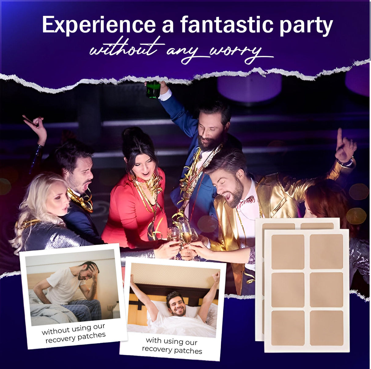 84-Pack Party Patches - Wake Up Refreshed and Energized with Skin-Friendly Patch - Strong Adhesive for Secure Fit - Natural Ingredients for Quick Recovery (Beige (84 Count))