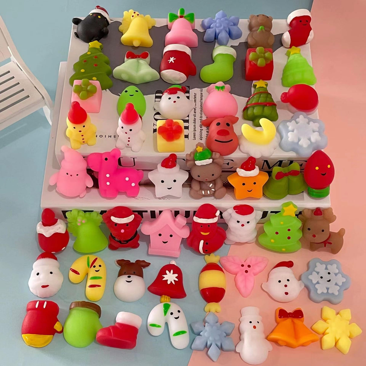 Christmas Party Favors, 120Pcs Squishies Toys for Kids, Mochi Squishy Bulk, Kawaii Mini Squeeze Toys, Goodie Bag Stuffers, Classroom Prizes for Boys Girls(Random)