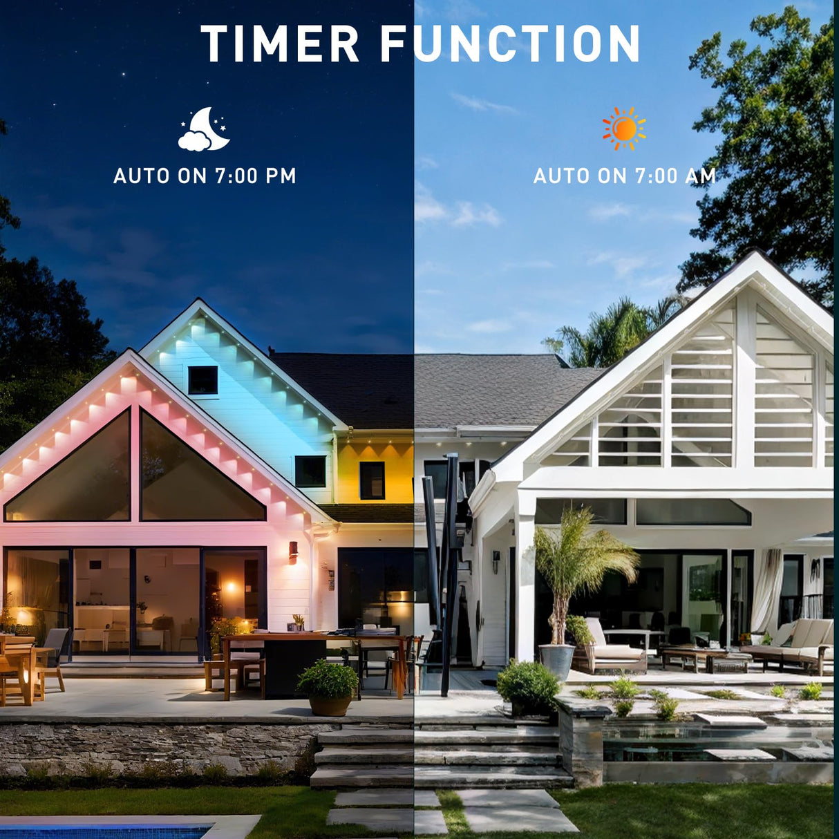 YIBULAYIN 100FT Permanent Outdoor Lights Waterproof, Smart RGB Eaves Lights with App/Remote Control, DIY Scene Modes, LED Outdoor Lighting for Christmas Holidays Daily Party House Roof Lighting