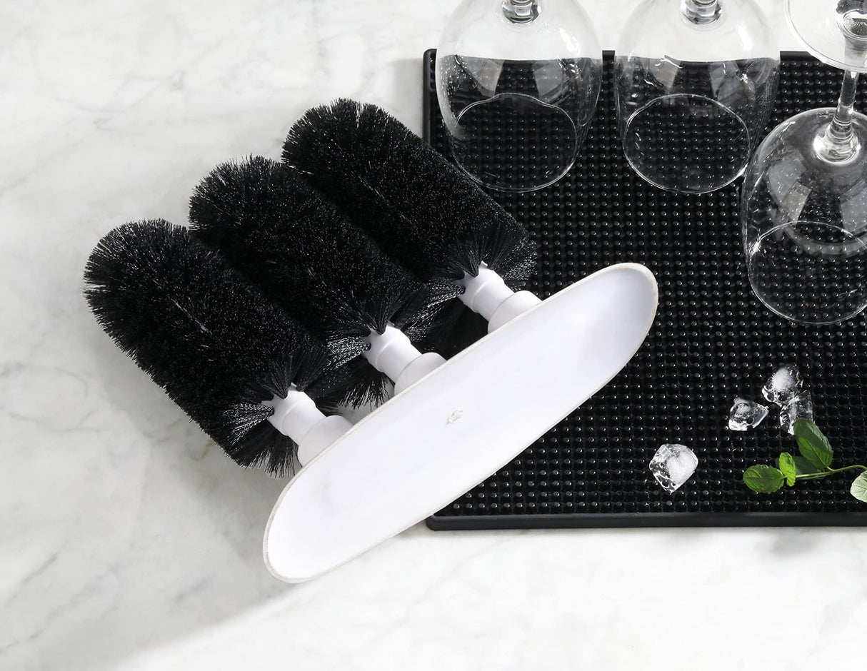 New Star Foodservice 54484 Triple Brush Bar Glass Washer - 3 Brushes - Suction Base, Non-Battery