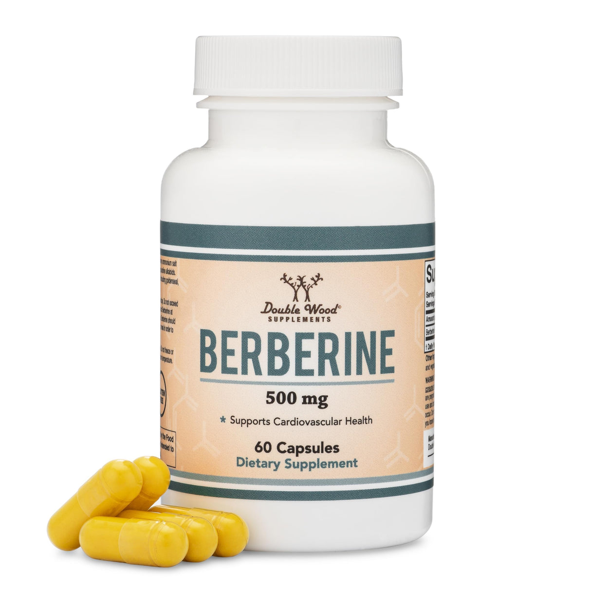 Berberine Supplement 500mg, 60 Capsules (Third Party Tested, Non-GMO, Gluten Free, Vegan Safe) AMPK Activator - Berberine HCL for Cardiovascular Health by Double Wood