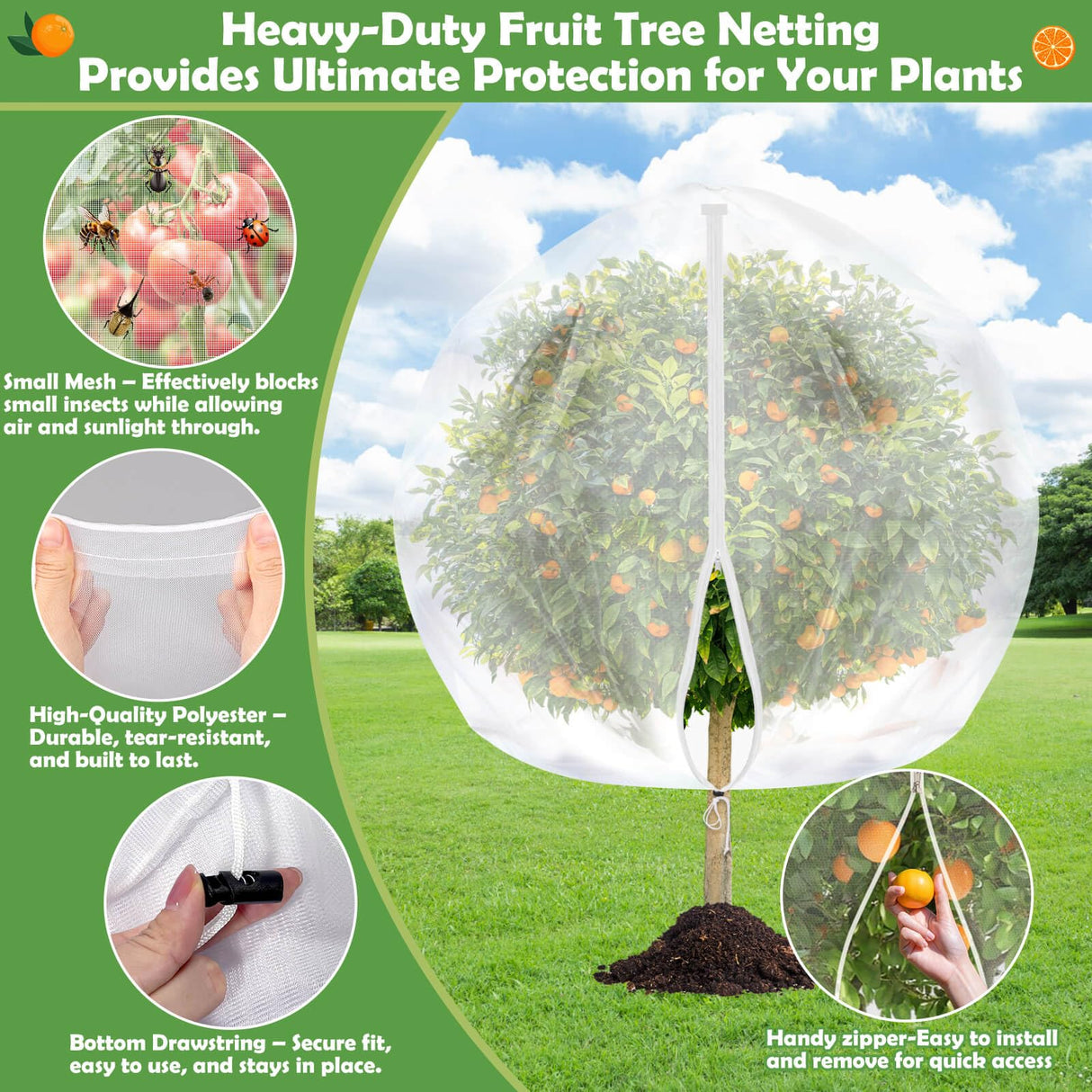 Tetutor 10x10 FT Fruit Trees Netting,3Pcs Large Tree Nets for Fruit Trees