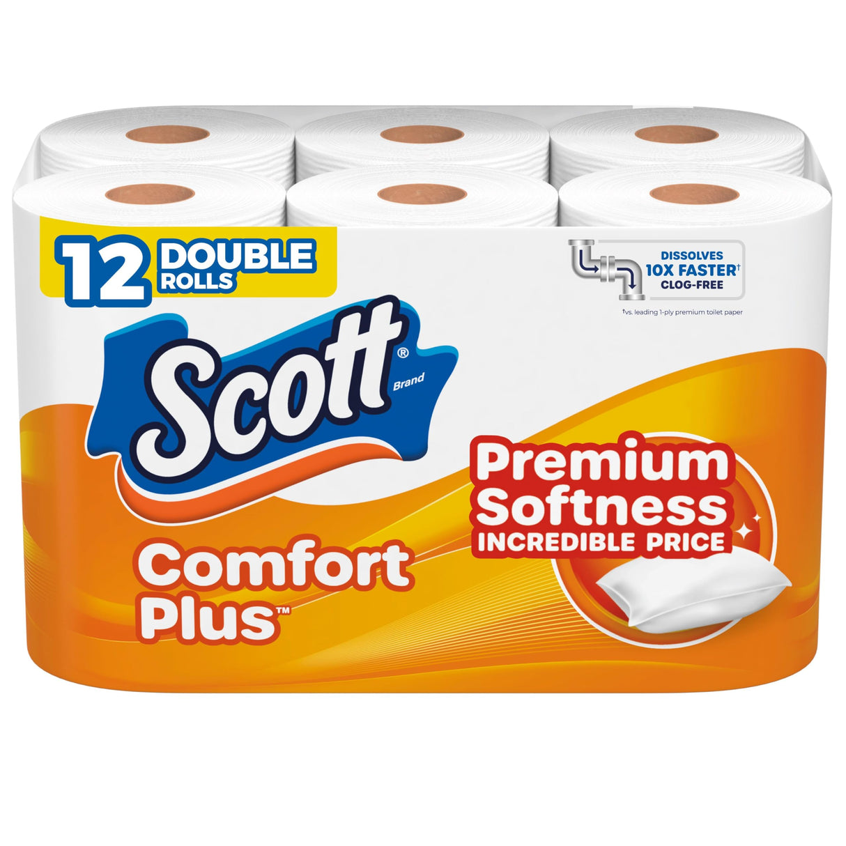 Scott ComfortPlus Toilet Paper, 48 Double Rolls, 231 Sheets per Roll, Septic-Safe, 1-Ply Toilet Tissue
