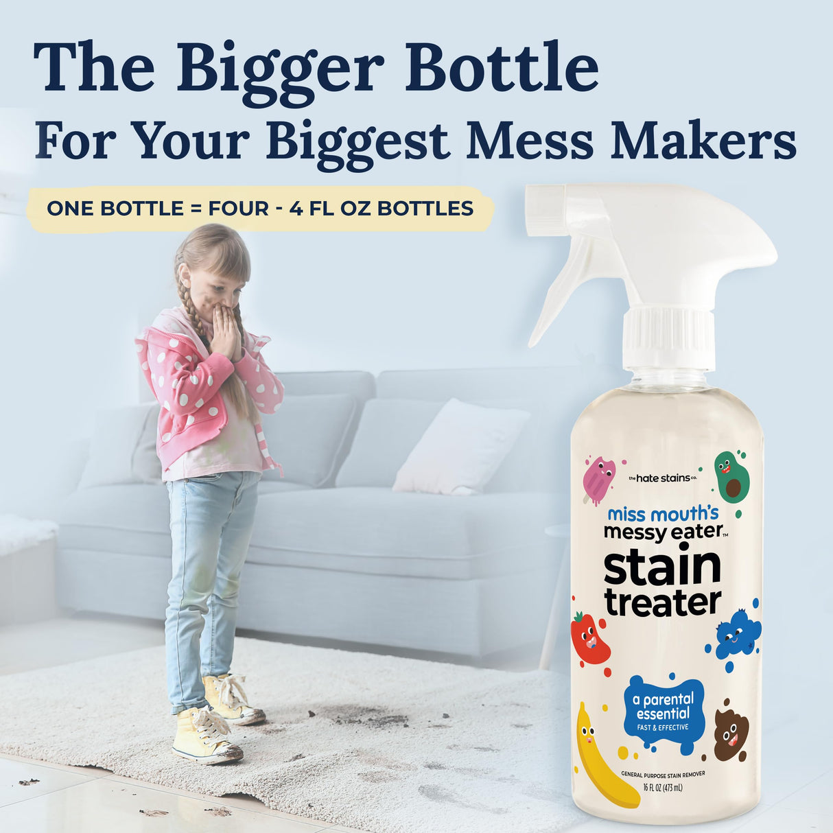 Miss Mouth's Messy Eater Stain Treater Spray - 4oz 3 Pack Stain Remover - Newborn & Baby Essentials - No Dry Cleaning Food, Grease, Coffee Off Laundry, Underwear, Fabric