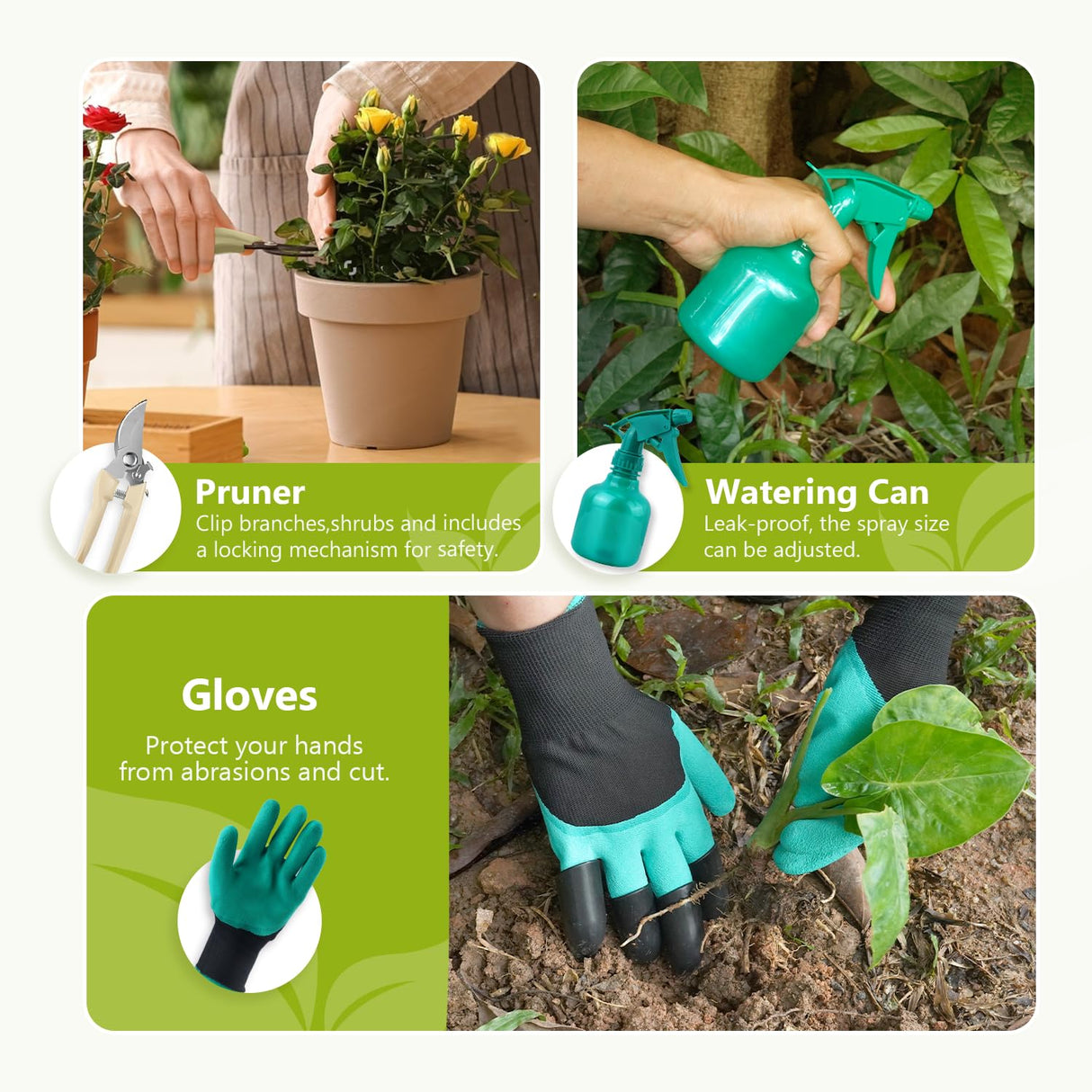 Gardening Tool Set of 9 PCS, Saraily Heavy Duty Gardening Tool Set with Durable Garden Tools Organizer Handbag, Non-Slip Rubber Gloves, Rust-Proof Garden Tool Set, Ideal Garden Gifts for Women, Mom