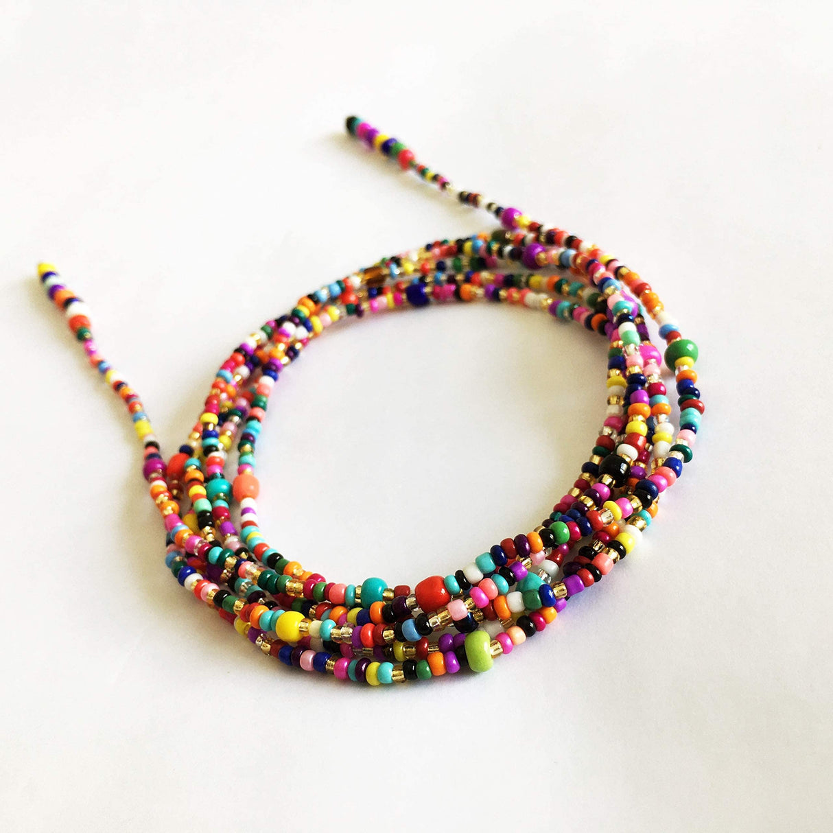 Colorful Bead Necklace, Long Tie Choker, Wrap Necklace, Wrap Seed bead, Lariat Necklace, Christmas Gift Woman, Wrapped Beaded Choker