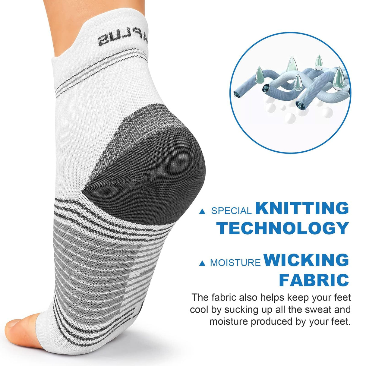 Plantar Fasciitis Sock (6 Pairs) for Men and Women, Compression Foot Sleeves with Arch and Ankle Support (White, Small)