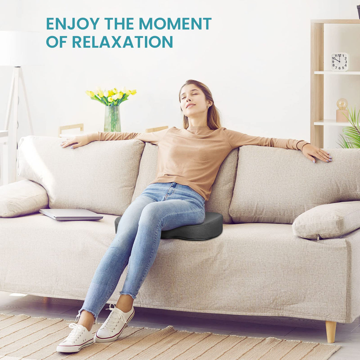 Office Chair Seat Cushion, Cooling Gel Enhanced Memory Foam Cushion for Long Sitting - Back, Sciatica, Coccyx, Tailbone Pain Relief Pillow - for Office, Gaming, Car, Wheelchair - Grey, Large