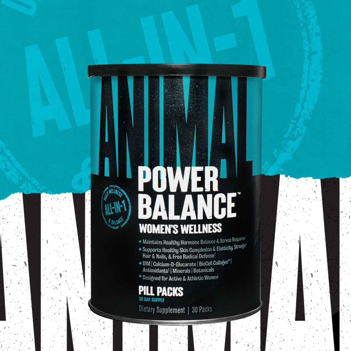 Animal Power Balance – Women's Alpha F Comprehensive Formula – Supports Hormonal Balance, Complexion, Hair, Nails, Mood and Stress, Intestinal Health, & Bone and Joint Health – 30 Packs