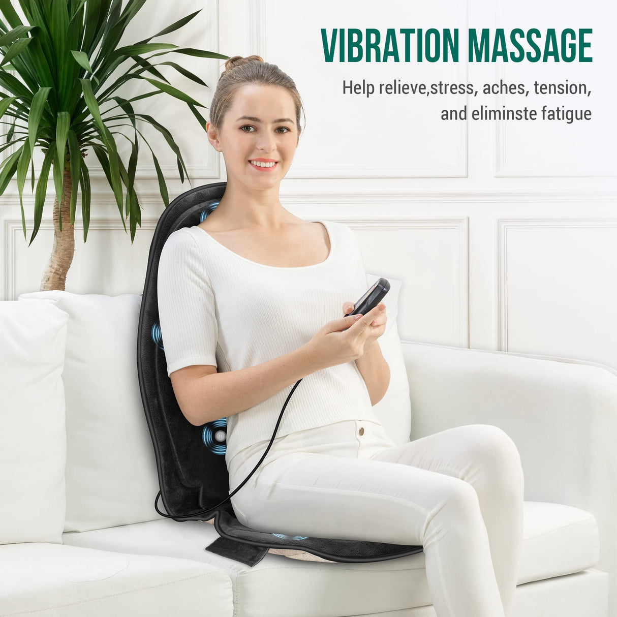 Snailax Memory Foam Vibration Back Massager with Heat, Massage Seat Cushion with 6 Vibrating Motors and 2 Heat Levels, Massage Chair Pad, Seat Massager for Home Office use