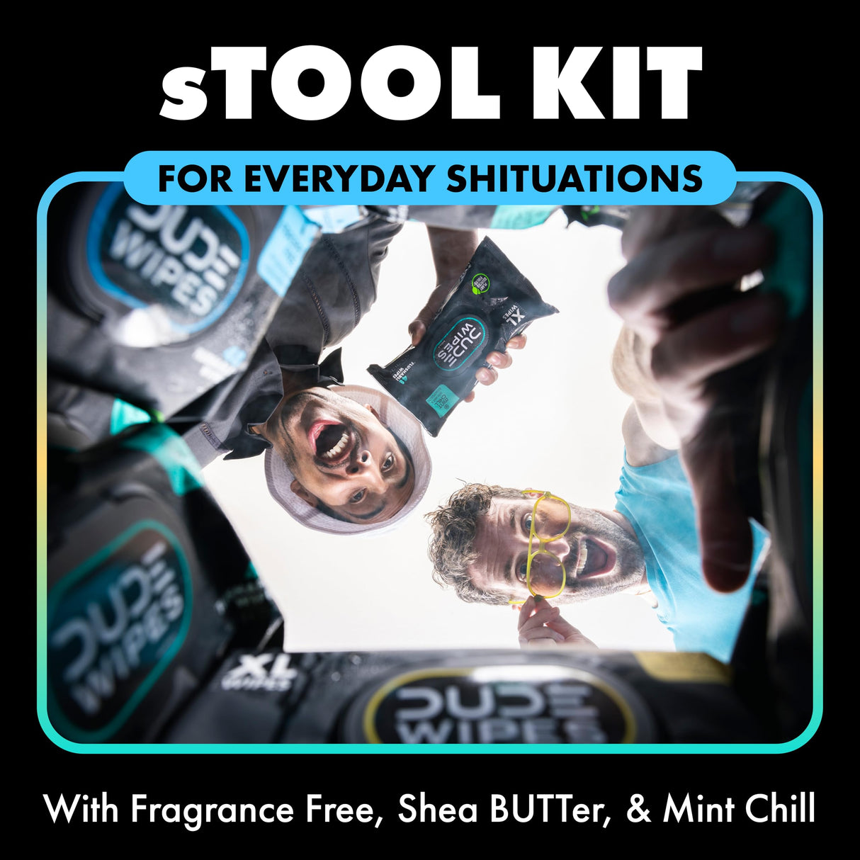 DUDE Wipes Flushable Wipes Variety sTOOL Kit Gift Set for Him - 9 Packs, 432 Total - Mint Chill, Shea Butter & Unscented - Sewer & Septic Safe