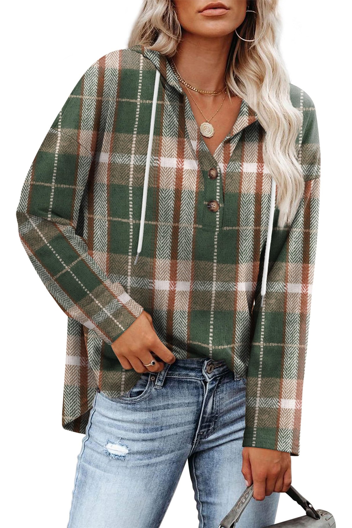 Womens Tops Dressy Casual V Neck Sweatshirts Holiday Outfits Vacation Travel Hoodies Ugly Christmas Sweaters Plaid Green 2XL