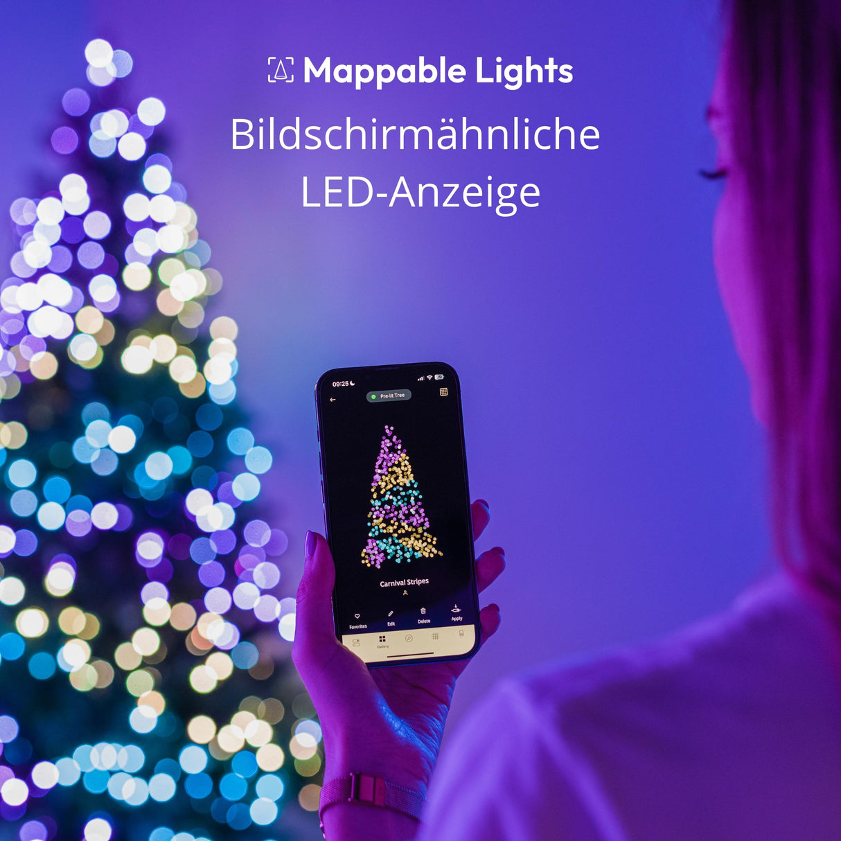 Twinkly Strings 250 LED RGB, Including White, LED Light String for in-and Outdoor, Christmas Lights, Smart LED Lights, Mappable LEDs, Compatible with Alexa, Google Home, IP44, Green Wire, 65ft